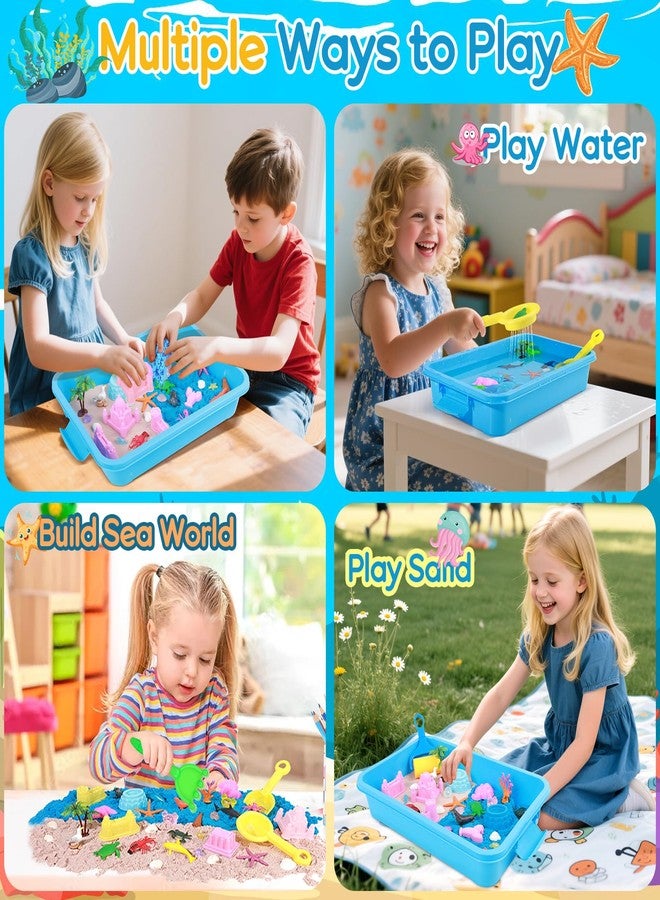 Mikiwon Ocean Sensory Bin, Sandbox Play Sand Art Kit with 3.3lbs Play Sand, Sea Animal Toys Molds, Sensory Play for Girls Boys Age 3 4 5 6 7 8, Beach Toys for Kids Xmas Birthday Gifts - Image 4
